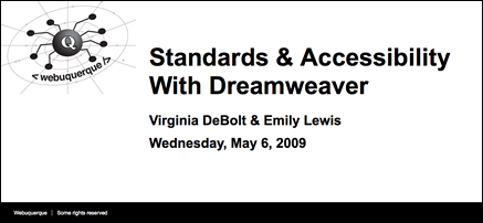 Screen shot of Standards and Accessibility With Dreamweaver slideshow